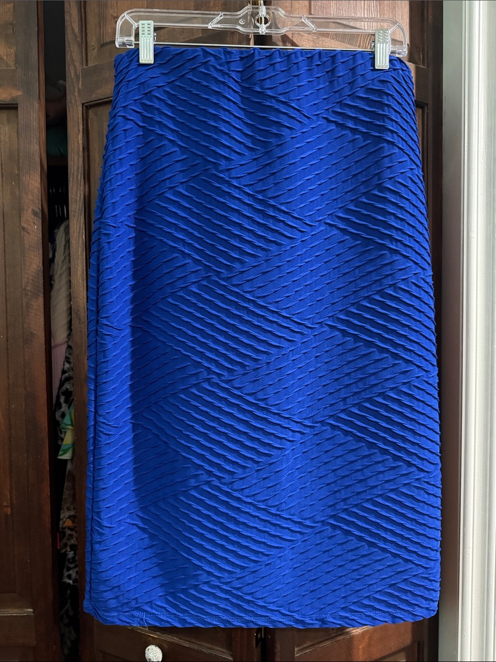Textured Royal Blue Pencil Skirt